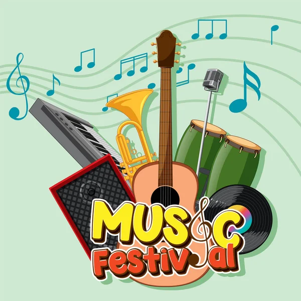 Festival Musique Texte Avec Illustration Instruments Musique — Image vectorielle