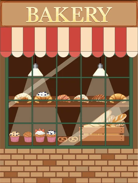 Bakery Shop Building Facade Illustration — Stock Vector