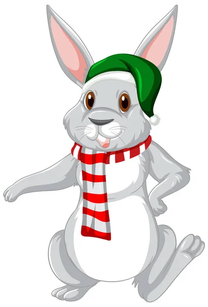 Christmas Rabbit Cartoon Character Illustration — Stock Vector