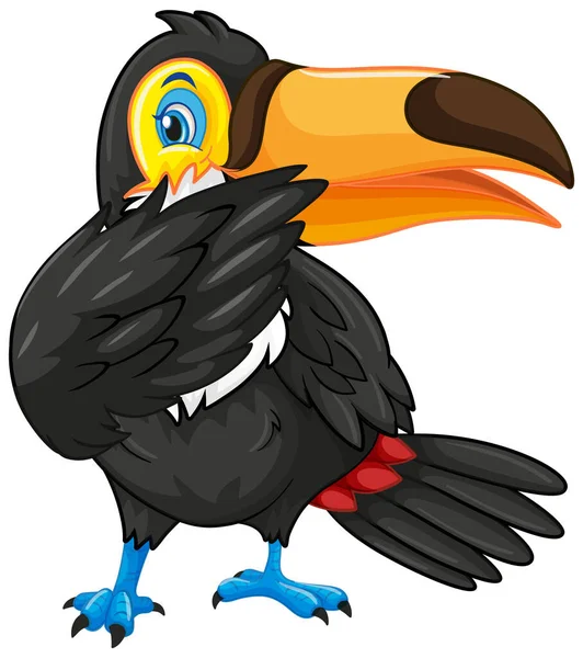Tucano Uccello Cartone Animato Personaggio Illustrazione — Vettoriale Stock