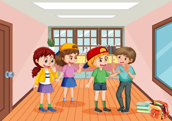 School Bullying Student Cartoon Characters Illustration — Image vectorielle