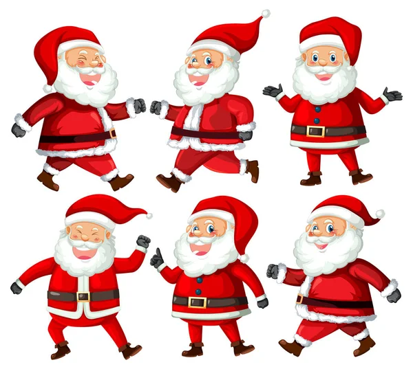 Vánoční Santa Claus Kreslený Znak Sada Ilustrace — Stockový vektor