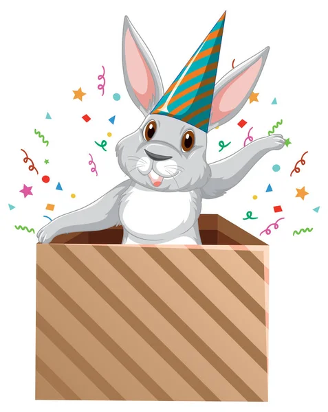 Happy Rabbit Box Illustration — Stock Vector