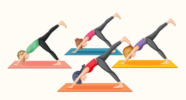 Grupo Personas Que Practican Yoga Ilustración Ilustración de stock