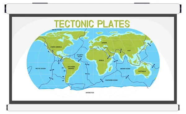 Placas Tectónicas Ilustración Formas Terrestres — Vector de stock