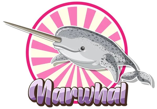 Логотип Narwhal Иллюстрацией Характера Картона — стоковый вектор