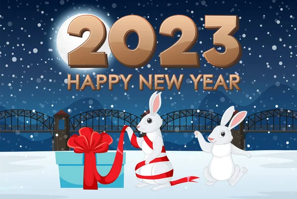 Merry Christmas Happy New Year 2023 Illustration — Stock Vector