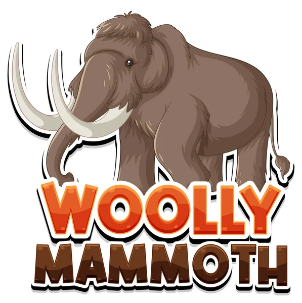 Woolly Mammoth Cartoon Character Logo Illustration — Stock Vector