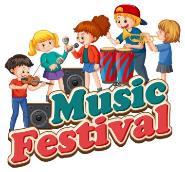 Müzik festivali metin afişi tasarım illüstrasyonu