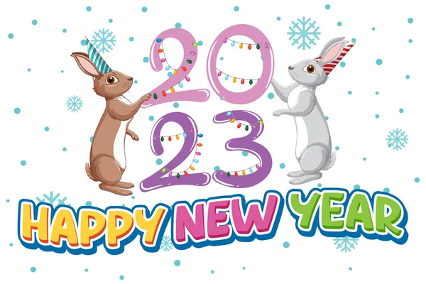 Year Rabbit Happy New Year Banner Illustration — Stock Vector