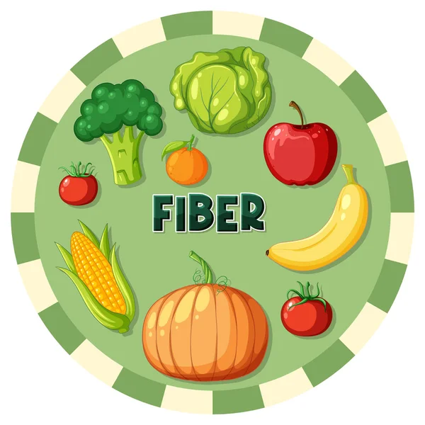 Vegetables Fruits Fiber Foods Group Illustration — Stock Vector
