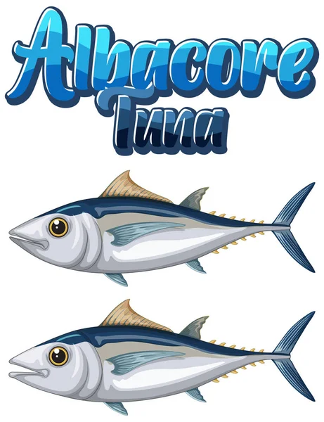 Albacore Tuna Cartoon Character Different Poses Illustration — Stock vektor
