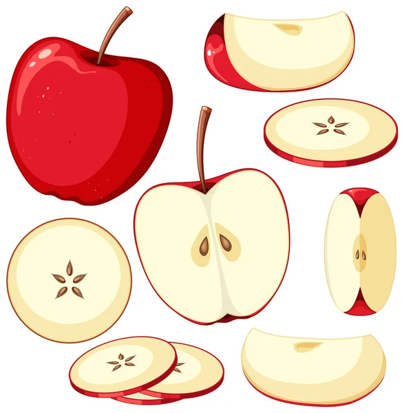 Set Apple Fruit Cartoon Illustration Stock Vektory