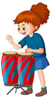 Girl playing conga drums vector illustration