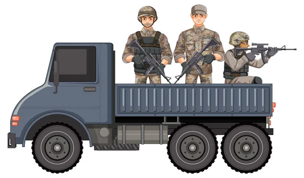 トラックのイラスト上の軍 — ストックベクタ