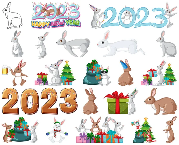 ดภาพไอคอนขององค ประกอบป ใหม 2023 — ภาพเวกเตอร์สต็อก