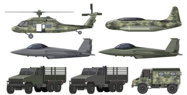 Set of military transportation illustration
