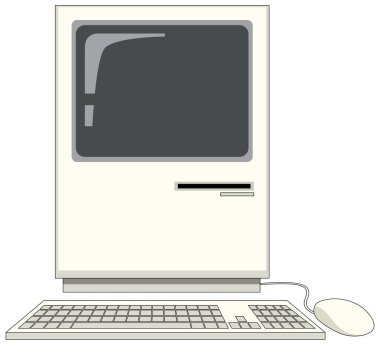 Retro computer device isolated illustration