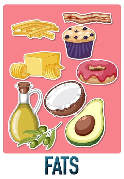 Verscheidenheid Van Vet Voedingsmiddelen Illustratie — Stockvector