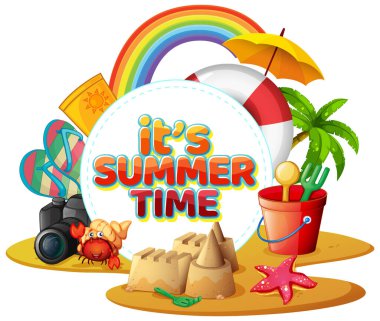 Its summer time text banner template illustration