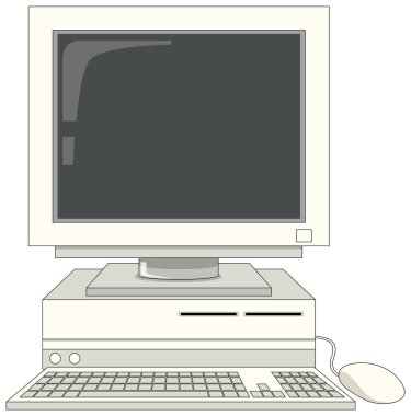 Retro computer device isolated illustration