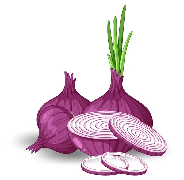 Isolated Red Onion Cartoon Illustration — Stockvector