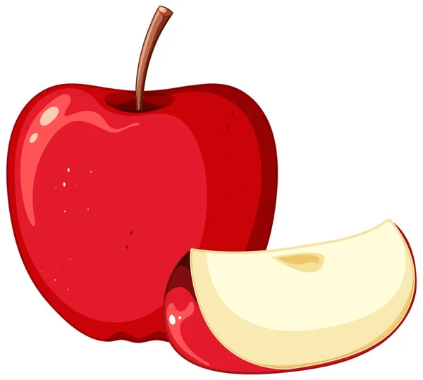 Punainen Omena Eristetty Sarjakuva Kuvitus — vektorikuva