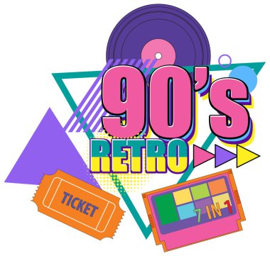90s retro banner template illustration