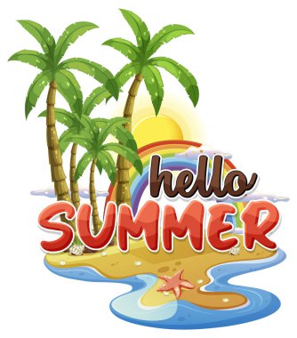 Hello summer logo template illustration