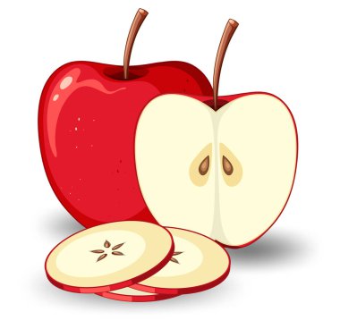 Red apple cartoon isolated illustration