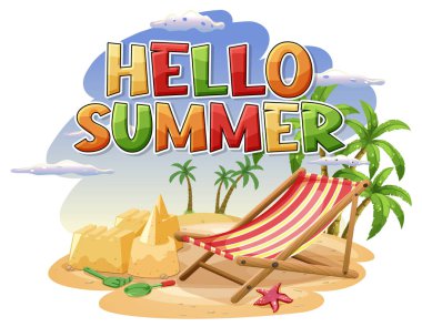 Hello summer logo template illustration