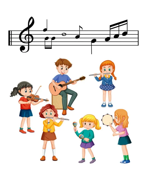 Banda Música Niños Ilustración Dibujos Animados — Archivo Imágenes Vectoriales