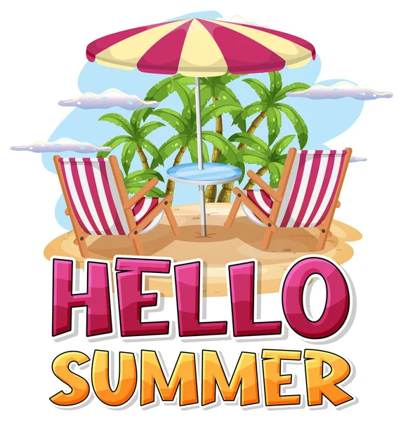 Hello Summer Logo Template Illustration — Stock Vector