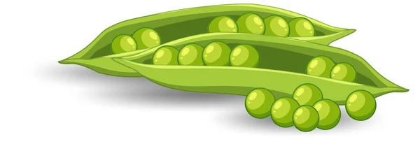 Pod Green Peas White Background Illustration — ストックベクタ