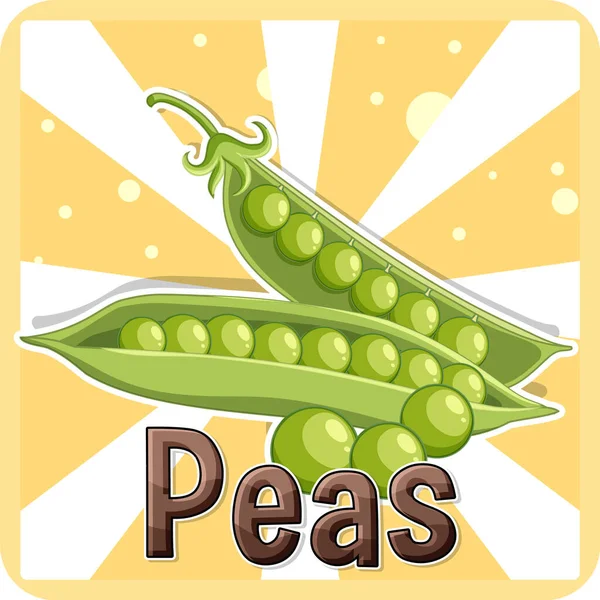 Green Peas Cartoon Style Illustration — ストックベクタ