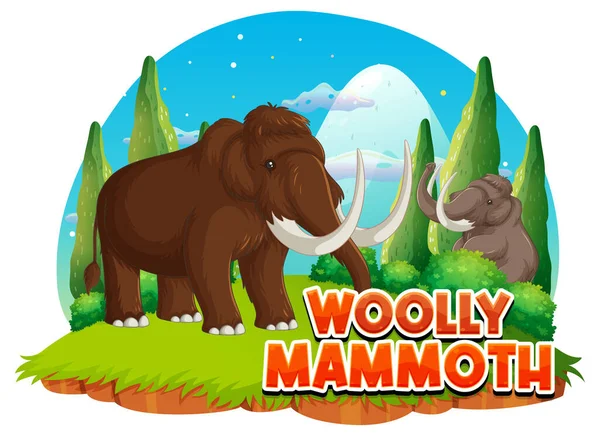 Woolly Mammoth Nature Illustration — Stock Vector