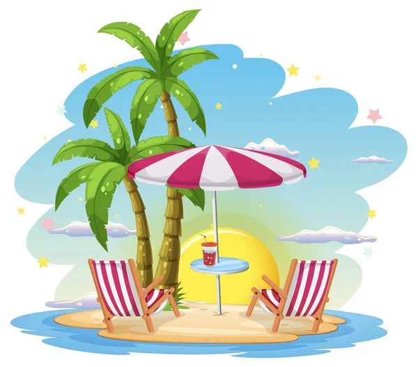 Illustration Der Sommer Strand Szene — Stockvektor