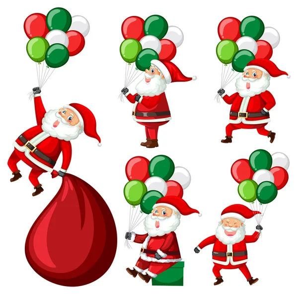 Kerstman Cartoon Karakter Set Illustratie — Stockvector