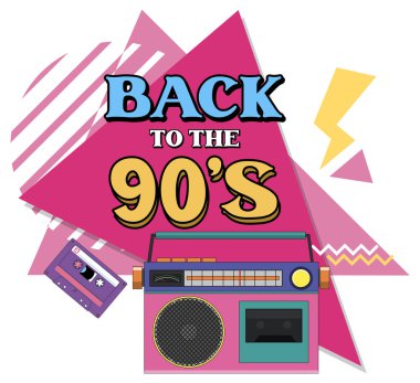 Back to the 90s banner template illustration
