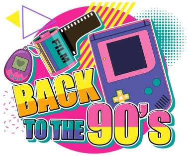 Back to the 90s banner template illustration