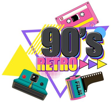 90s retro banner template illustration