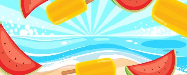 Summer beach background template illustration