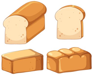 Set of bread cartoon illustration