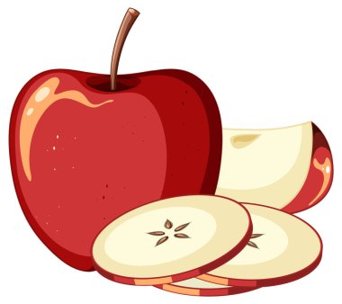 Red apple fruit isolated cartoon illustration