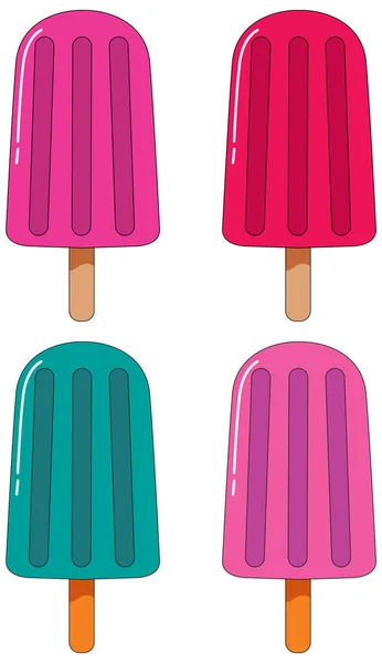 Different Popsicle Sticks Set Illustration — Stock Vector