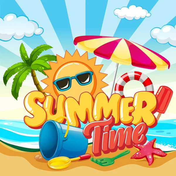 Summer Time Banner Template Illustration — Stock Vector