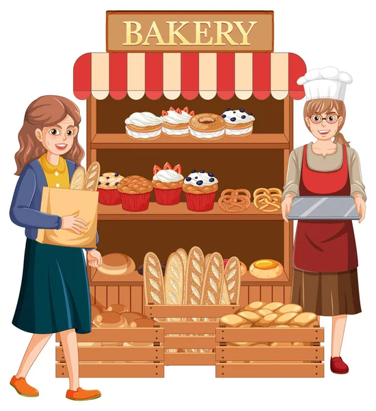 Pekařská Přehlídka Ilustrací Chleba Cukrářských Výrobků — Stockový vektor