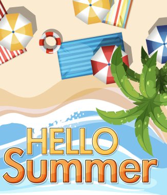 Merhaba Yaz afişi resimleme şablonu