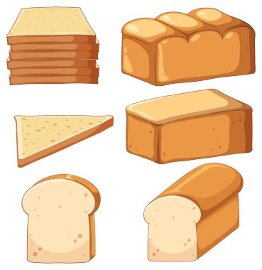 Many white breads collection illustration