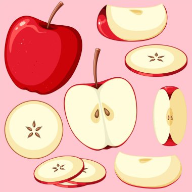 Set of apple fruit cartoon illustration